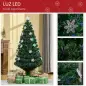 Árbol de Navidad Artificial 150cm con Luces LED Copos de Nieve y Fibra Óptica Decoración Navideña con Luces Multicolor