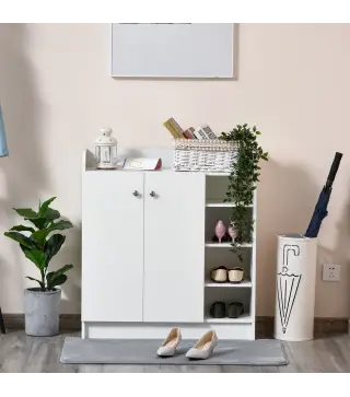 Mueble Zapatero de 2 Puertas Zapatero Estrecho con Estantes Ajustables para 12 Pares de Zapatos para Pasillo Entrada 83x