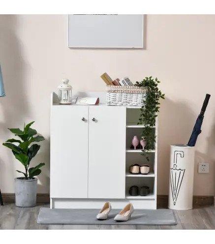 Mueble Zapatero de 2 Puertas Zapatero Estrecho con Estantes Ajustables para 12 Pares de Zapatos para Pasillo Entrada 83x30x90 cm