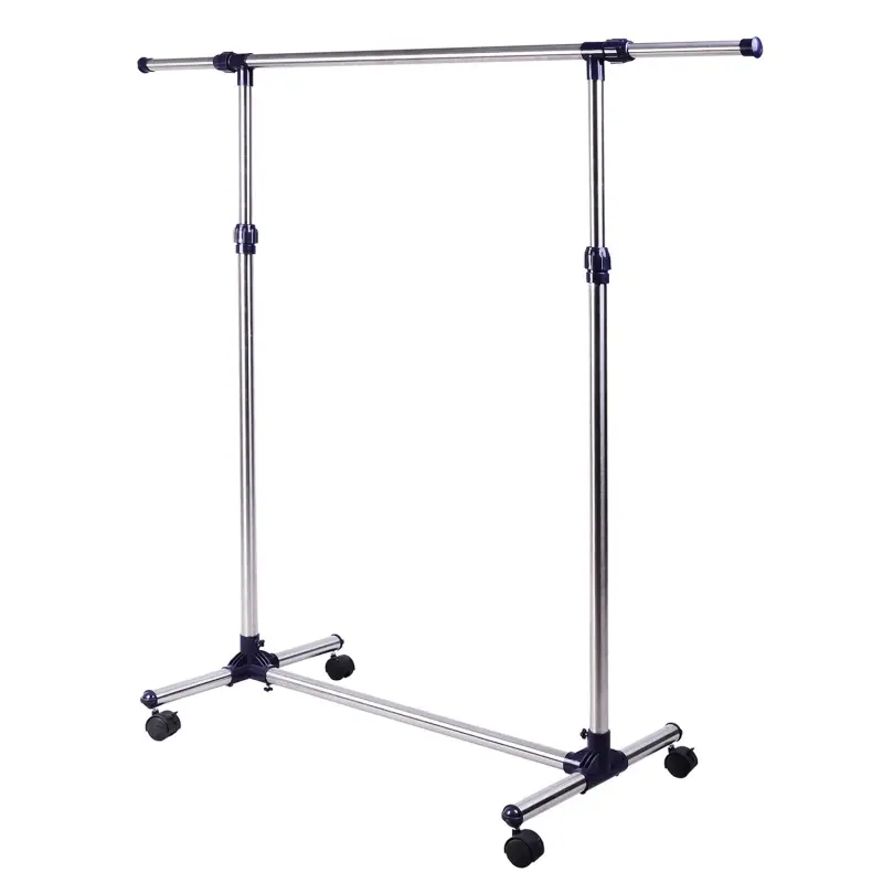 Perchero Acero Inox Colgador Ropa 4 Ruedas Alto y Largo Regulables 95x45x170cm