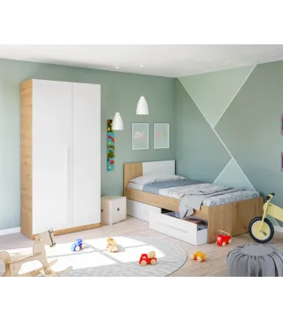 AMBIENT Armario JUVENIL 2p Roble Nodi/Bl.Artik | Muebles kit