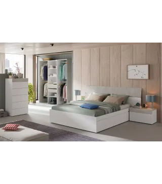 TIDY Armario-Vestidor con estantería 2,02x60cm + 4 barras Blanco Artik/Cemento