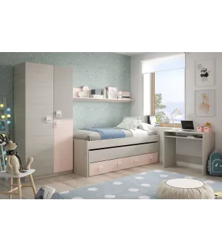 Armario NUBE Blanco Alpes / Rosa | Muebles kit