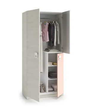 Armario NUBE Blanco Alpes / Rosa | Muebles kit