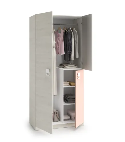 Armario NUBE Blanco Alpes / Rosa | Muebles kit