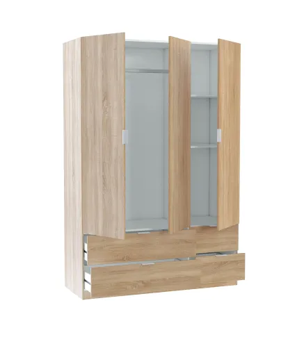 Armario LC 3 Puertas + 4 Cajones Roble Canadian