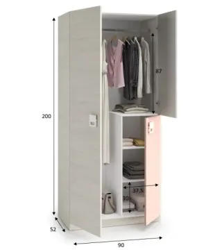 Armario NUBE Blanco Alpes / Rosa | Muebles kit
