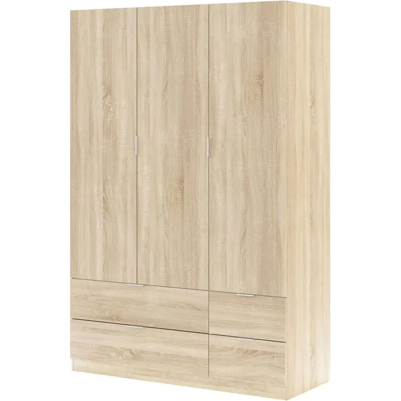 Armario LC 3 Puertas + 4 Cajones Roble Canadian