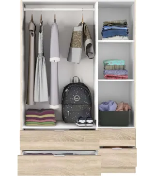 Armario LC 3 Puertas + 4 Cajones Roble Canadian