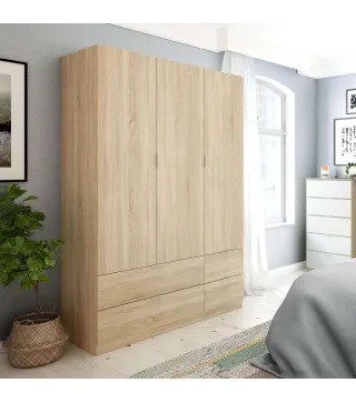 Armario LC 3 Puertas + 4 Cajones Roble Canadian