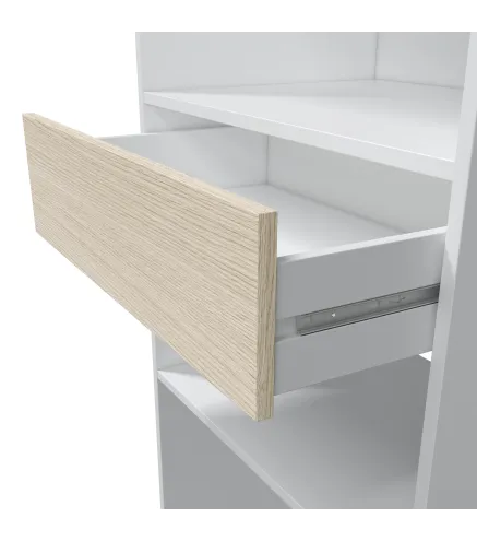 HERA Armario-Vestidor con estantería 60cm + 2 barras Roble/Blanco