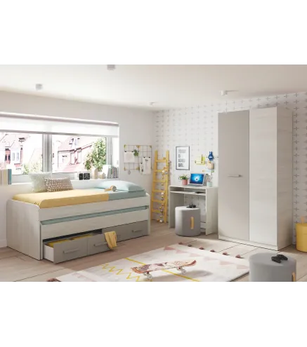 ARES PLUS Armario JUVENIL 2p Bl.Alpes/Basalto