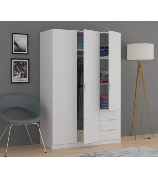 Armario LC 3 Puertas + 3 Cajones Blanco