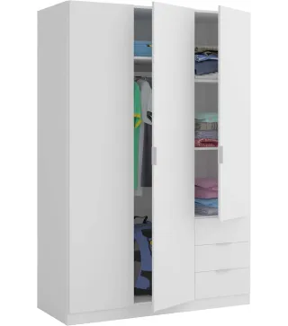 Armario LC 3 Puertas + 3 Cajones Blanco