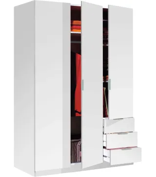 Armario LC 3 Puertas + 3 Cajones Blanco