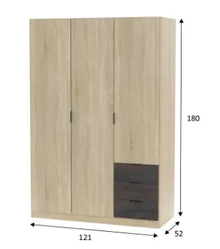 Armario 3 Puertas+3 Cajones LC