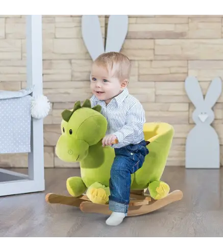 Balancín Infantil en Forma de Dinosaurio de Felpa para Bebés 18-36 Meses con Sonido Cinturón de Seguridad Manillar y Reposapiés