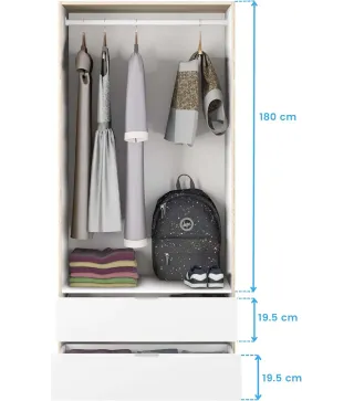 Armario YOUTH 2 Puertas + 2 Cajones ROBLE CANADIAN/BLANCO ARTIK