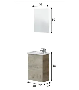 MINI Mueble  40 1p + espejo + LAVABO