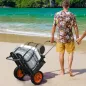Carro Playa Plegable Carro Transporte con Grandes Ruedas de 30 cm para Todo Terreno con Bolsillo y Mango Telescópica