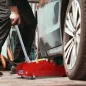 Gato Hidráulico para Coche 2,5T Altura de Elevación 80-380 mm con Perfil Bajo Ruedas para Automóvil SUV Rojo