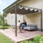 Pérgola de Jardín 3x3 m con Techo Retráctil y Accesorio Magnético Protección UV30+ Columnas Metálicas y Ganchos Gris Pérgola de Jardín 3x3 m con Techo Retráctil y Accesorio Magnético Protección UV30+ Columnas Metálicas y Ganchos Gris