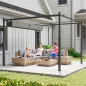 Pérgola de Jardín 3x3 m con Techo Retráctil y Accesorio Magnético Protección UV30+ Columnas Metálicas y Ganchos Gris