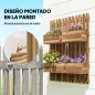 Jardinera de Pared de Madera con Enrejado y 3 Macetas Móviles para Jardín Terraza Patio 60x16x80 cm Carbonizado