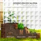 Arriate de Jardín de 3 Niveles con Diseño de Escalera y Tela no Tejida para Cultivos Flores 93x93x35 cm Carbonizado Arriate de Jardín de 3 Niveles con Diseño de Escalera y Tela no Tejida para Cultivos Flores 93x93x35 cm Carbonizado