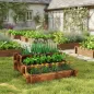 Arriate de Jardín de 3 Niveles con Diseño de Escalera y Tela no Tejida para Cultivos Flores 93x93x35 cm Carbonizado Arriate de Jardín de 3 Niveles con Diseño de Escalera y Tela no Tejida para Cultivos Flores 93x93x35 cm Carbonizado