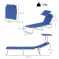 Tumbona de jardín Plegable con Toldo y Respaldo Reclinable para Jardín Terraza Acampada 187x58x36cm Azul