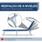 Tumbona de jardín Plegable con Toldo y Respaldo Reclinable para Jardín Terraza Acampada 187x58x36cm Azul