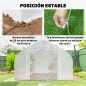 Invernadero de Túnel 6x3x2 m con Anti-UV y Puerta Enrollable con Cremallera Paredes Laterales con Malla Blanco