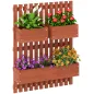 Jardinera de Pared de Madera con Enrejado y 3 Macetas Móviles para Jardín Terraza Patio 60x16x80 cm Marrón