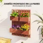 Jardinera de Pared de Madera con Enrejado y 3 Macetas Móviles para Jardín Terraza Patio 60x16x80 cm Marrón
