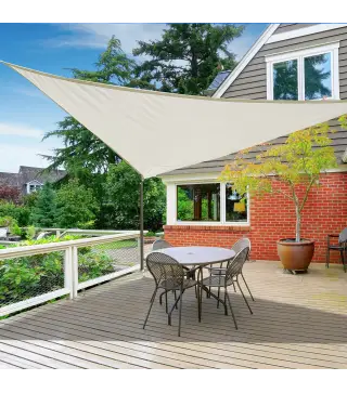 Toldo Vela Triangular 6x6x6 m Vela de Sombra para Jardín Patio Terraza Poliéster Anti UV Color Crema