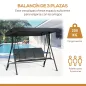 Columpio de Jardín Exterior de 3 Plazas con Toldo Reclinable Respaldo Transpirable Marco de Acero 175x118x159 cm Negro