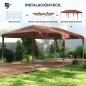 Carpa Plegable 6x3 m con Altura Ajustable en 3 Niveles Bolsa de Transporte Anti-UV y Marco de Acero Café