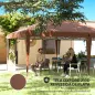 Carpa Plegable 6x3 m con Altura Ajustable en 3 Niveles Bolsa de Transporte Anti-UV y Marco de Acero Café