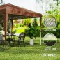 Carpa Plegable 6x3 m con Altura Ajustable en 3 Niveles Bolsa de Transporte Anti-UV y Marco de Acero Café