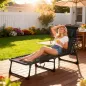 Tumbona Plegable con Respaldo Ajustable Reposacabezas Acolchado y Estructura de Acero para Exterior 189x58x30 cm Negro