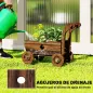 Carretilla de Madera Decorativa Jardinera Elevada con 4 Ruedas Asa Orificios de Drenaje 68x38x52 cm Carbonizado