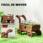 Carretilla de Madera Decorativa Jardinera Elevada con 4 Ruedas Asa Orificios de Drenaje 68x38x52 cm Carbonizado