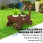Carretilla de Madera Decorativa Jardinera Elevada con 4 Ruedas Asa Orificios de Drenaje 68x38x52 cm Carbonizado