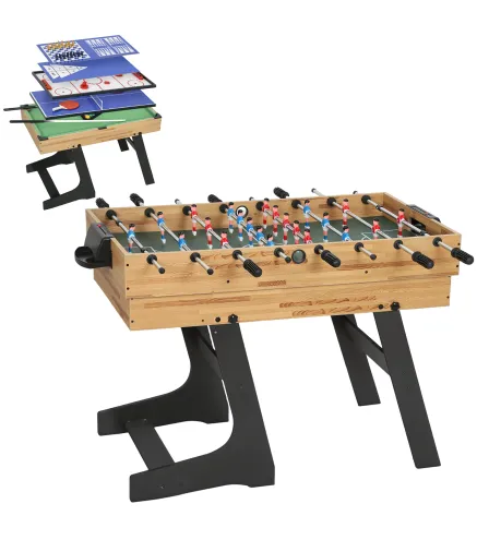 Mesa Multijuegos Plegable 13 en 1 con Futbolines para Niños Billar Ping-pong Hockey Ajedrez Damas y Backgammon