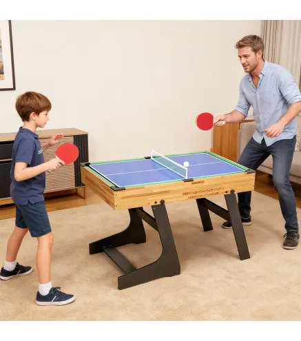 Mesa Multijuegos Plegable 13 en 1 con Futbolines para Niños Billar Ping-pong Hockey Ajedrez Damas y Backgammon