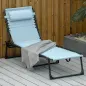 Tumbona Plegable con Reposacabezas Tumbona Jardín Exterior Reclinable 4 Posiciones con Marco de Acero 189x58x30 cm Azul