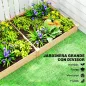 Jardinera Elevada de Madera Huerto Urbano para Cultivar Plantas con Divisor y Base Abierta 235x121x26 cm Natural
