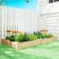 Jardinera Elevada de Madera Huerto Urbano para Cultivar Plantas con Divisor y Base Abierta 235x121x26 cm Natural