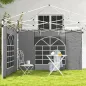 2 Paredes Laterales para Carpas 300x200 cm con Ventana Enrollable y Puerta con Cremallera para Carpa 3x3 m o 3x6 m Gris